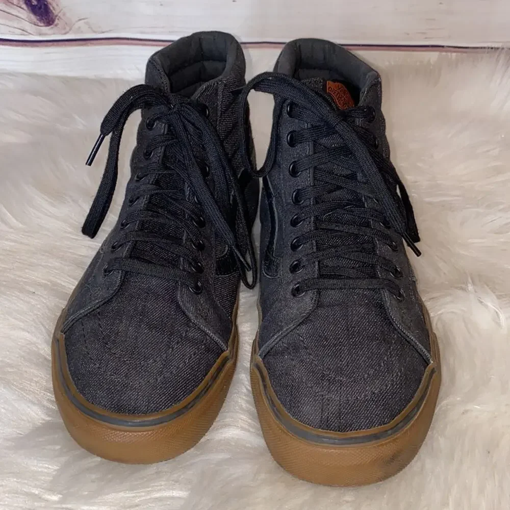 Vans Black Canvas HIgh Top Skate Shoes Sneakers Mens 8 Women's 9.5